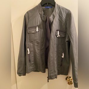 Apt 9 gray large faux leather jacket. New but missing tags